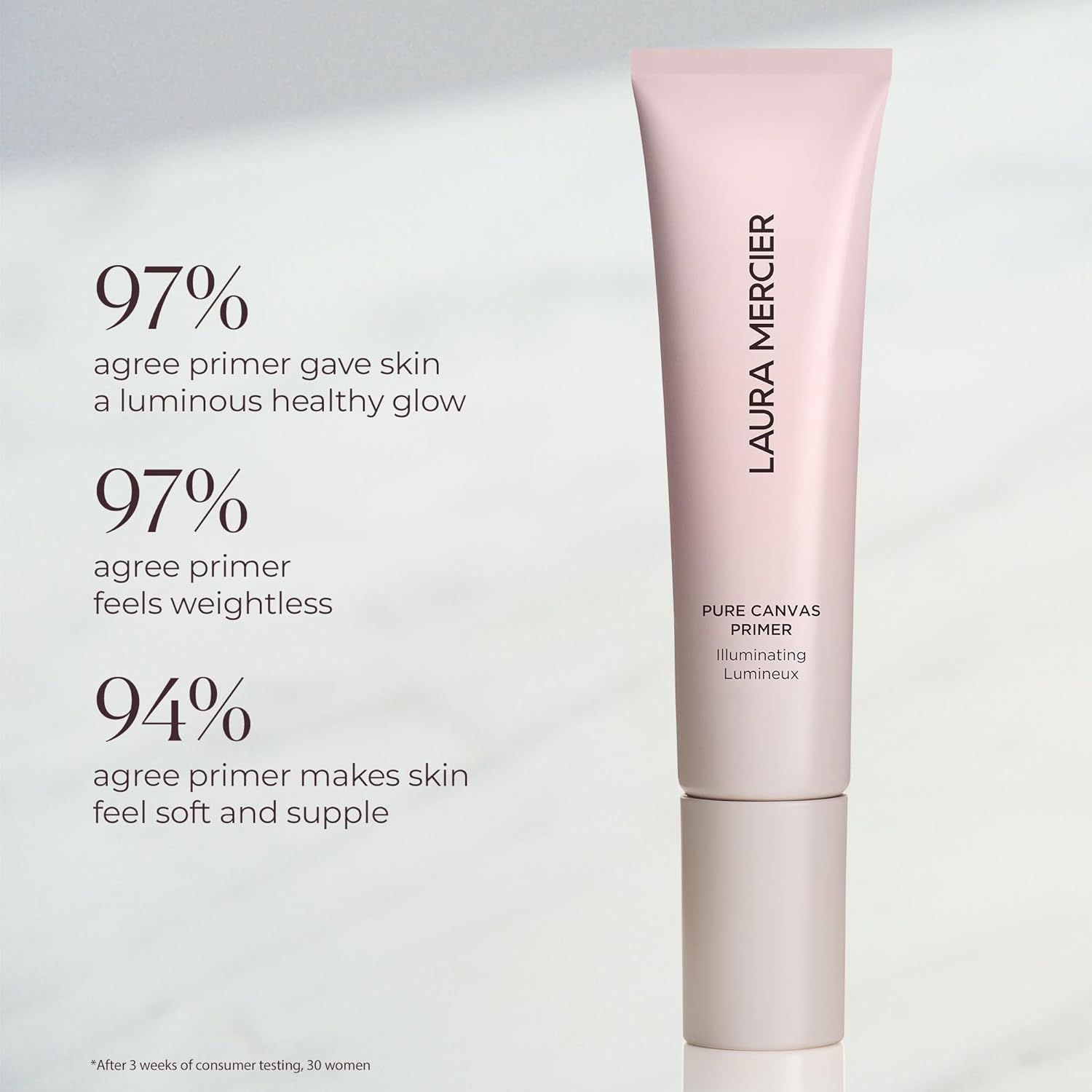 Laura Mercier Pure Canvas Primer, Improves and Extends Wear of Makeup, Hydrating, Blurring and Illuminating Formulas, Natural, Matte, and Radiant Finishes - Image 6