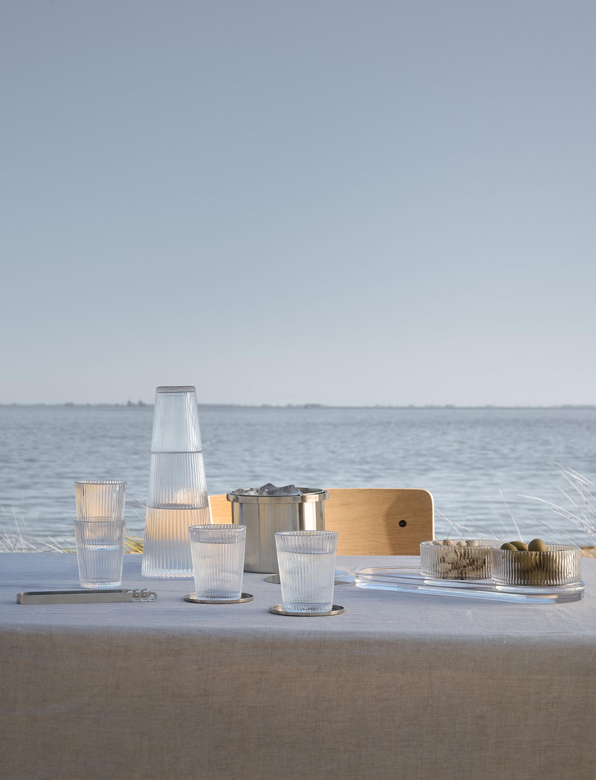 Stelton Pilastro - Juego de vasos de agua acanalados, aptos para lavavajillas, apilables, para bebidas calientes y frías, 150 ml, juego de 6
