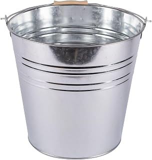 Almineez Multipurpose 10L Coal Ash Galvanised Steel Bucket Coal Fire Wood Burner, Wood Log Holder Kindling Bucket Firepits Hearth Wood Burning Stoves Indoor and Outdoor