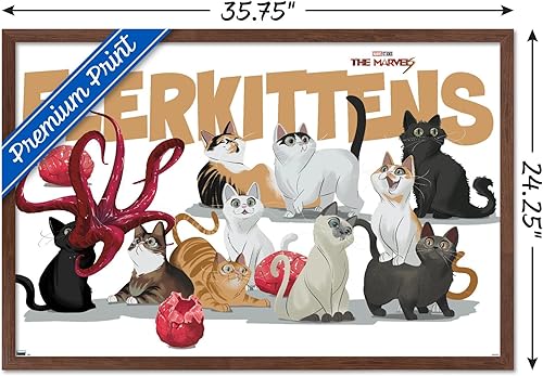 Miniatura 3 de Trends International Marvel The Marvels - Póster de pared de flerkittens, 22.37 x 34.00 pulgadas, versión enmarcada de caoba