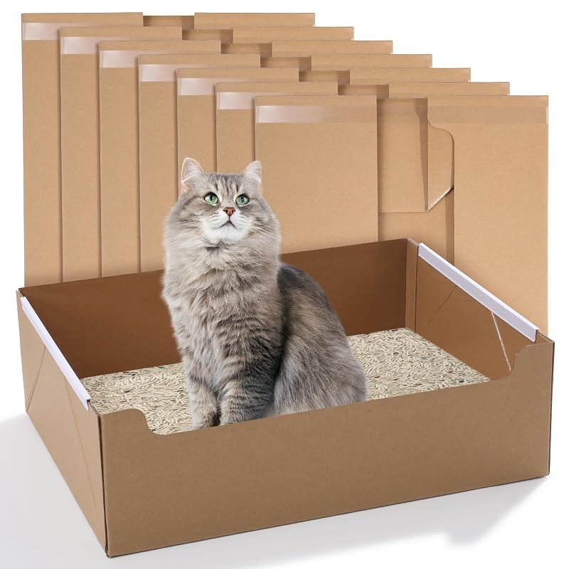 Caixa de areia descartável para gatos, dobrável e impermeável ondware, pacote com 8 unidades