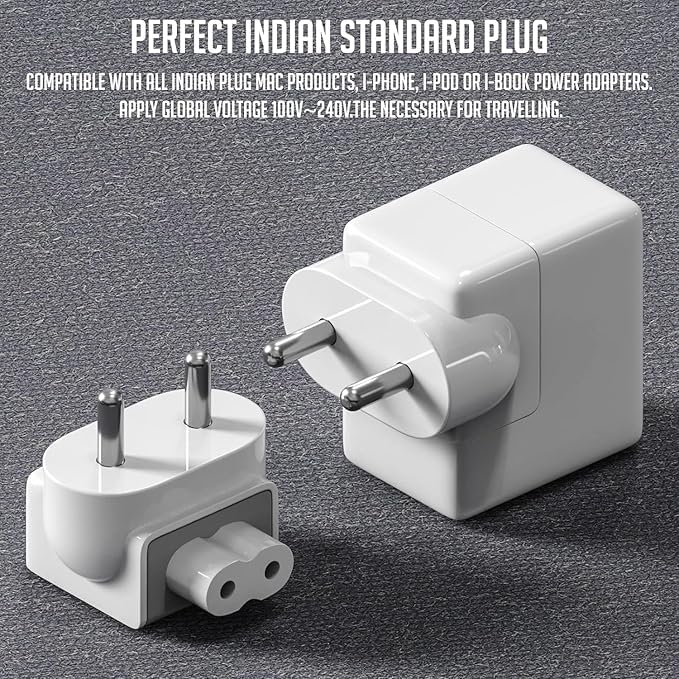 Image of Indian Style /EU Plug Adapter Duck Head for Power Adapters of Apple MacBook,Powerbook, Pro, Air, iPod, iPhone, iPad, iBook