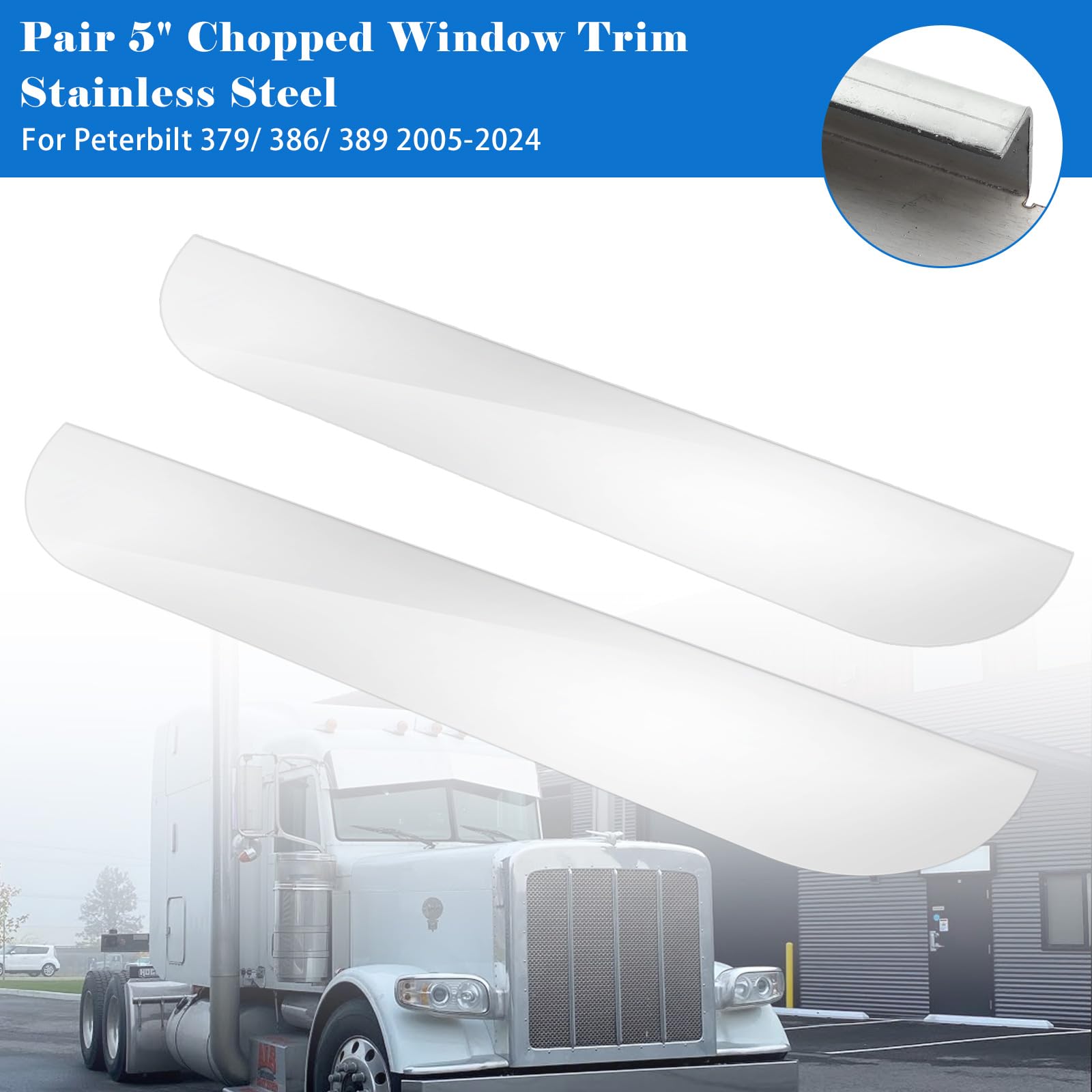 Paire de garnitures de fenêtre 5 pouces pour Peterbilt 379/ Reconditionné