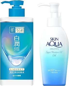 Hada Labo Shirojun Yakuyou Bihan Kasou Mizu   tori Daiyouki Pump x Skin Aqua 50+ Super Moisture Gel Pump 140g W Pump Set Exclusive