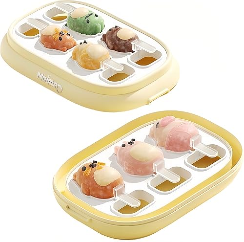 AuraGlor Juego de 7 moldes para paletas de doble capa, para hacer helados, accesorios de cocina para hacer helados, fácil liberación, reutilizable,