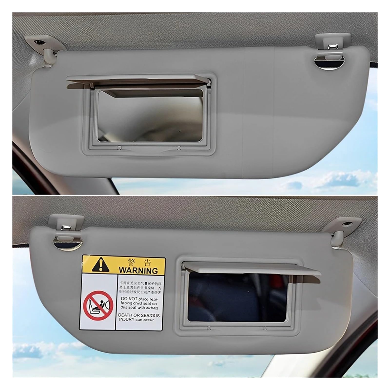 Viseras Parasol 98038433DS para Peugeot 301 para Citroen para C2 para C3 para Elysee 2014-2017 98038432DS Parasol con Espejo Accesorios Coche Visera(1 Juego)