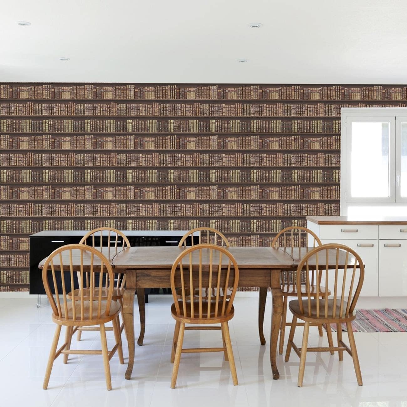 Antique Bookcase Books on Shelf Leather Books Library Wallpaper for Hallways Living Rooms Feature Walls Offices - Brown - 575208