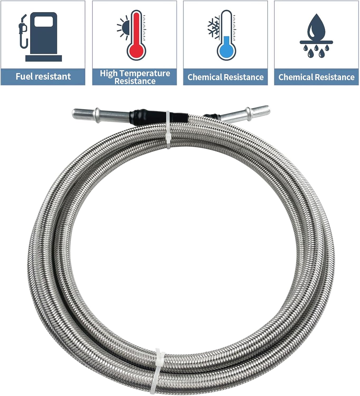 819-816 Fuel Lines Kit Compatible with Chevrolet Silverado 1500 2500 3500 2004-2010, Compatible with GMC Sierra 1500 2500 3500 2004-2010 Flexible Stainless Steel Braided Fuel Line