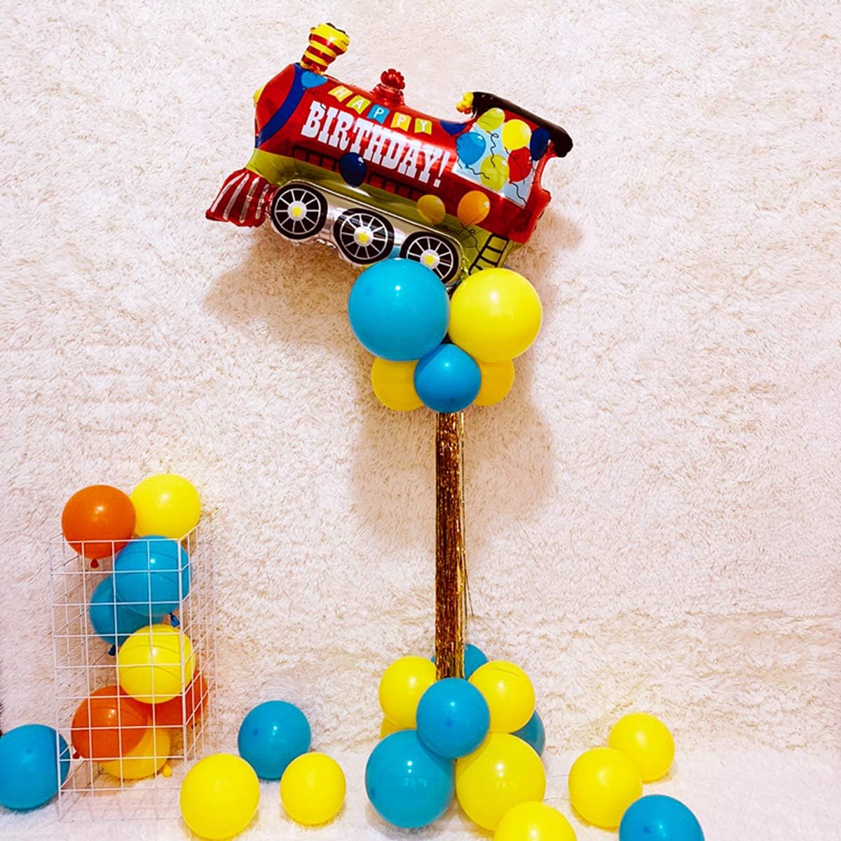 InBy 20pcs Train Balloon Kit for 1st 2nd 3rd 4th 5th Kids Birthday Decoration Baby Shower Girl Boy 12" Latex Balloon Birthday Jumbo Colorful Train Foil Balloon Transportation Theme Party Supplies Set