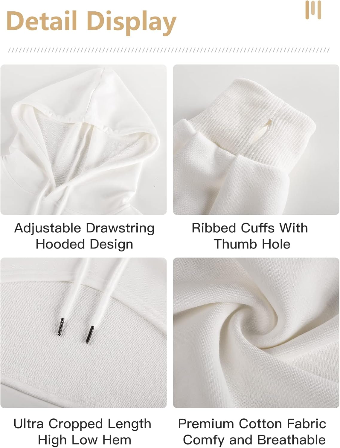 Flygo Women's Cut Out Super Cropped Hoodie Long Sleeve Hooded Sweatshirt Pullover Active Top - Image 5