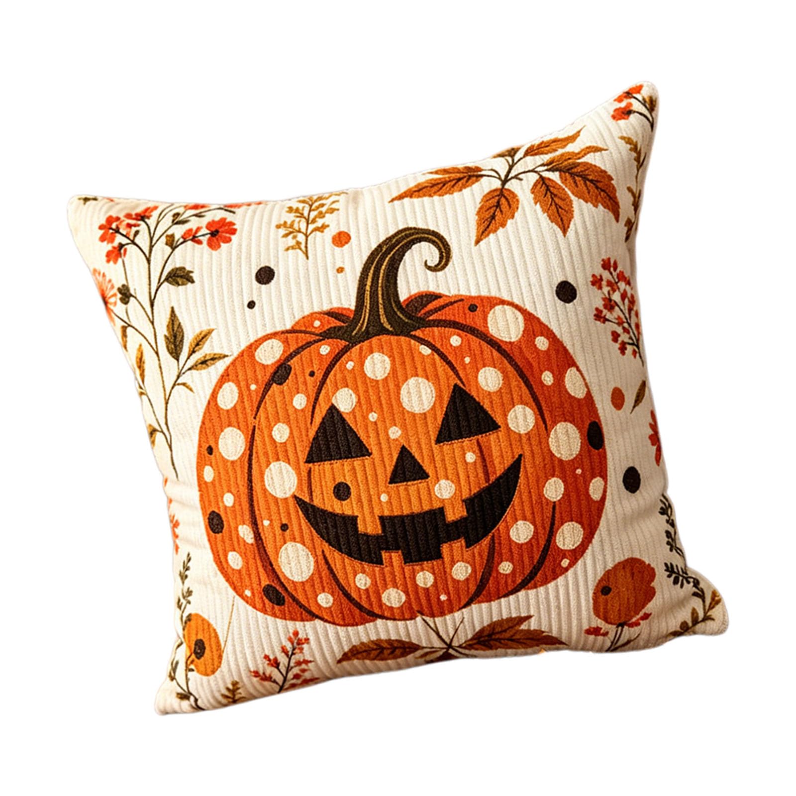 YWLUUOO Halloween Throw Pillow Cover Corduroy 45x45cm, Fall Cushion Sleeve for Sofa, Bed, Party and Seasonal Home Decor Accent