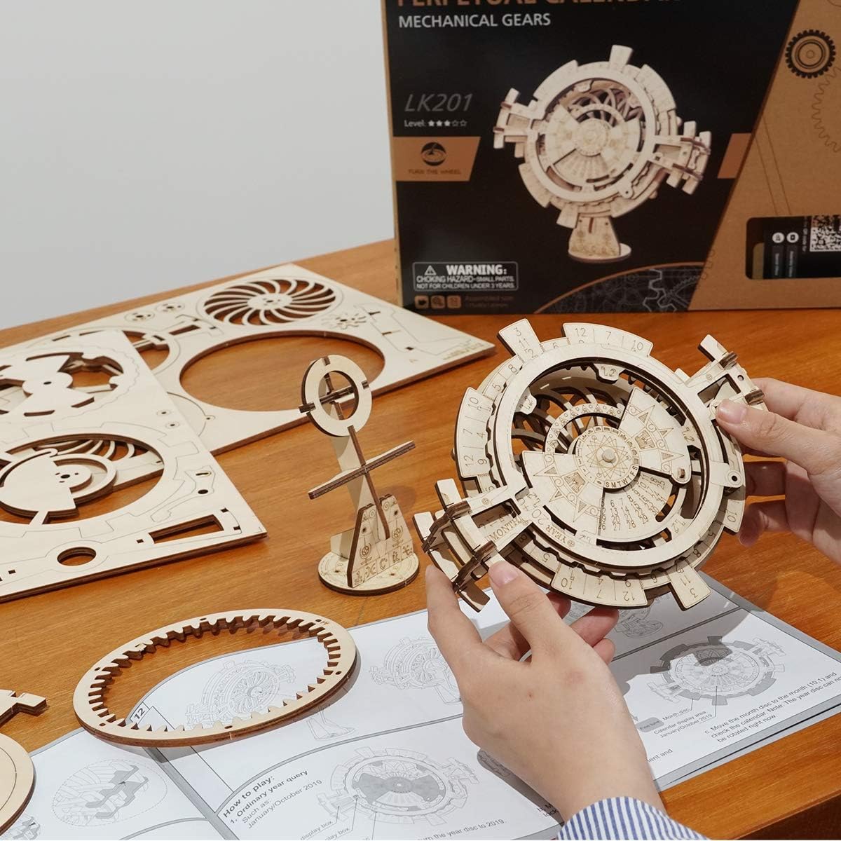 ROKR 3D Wooden Puzzle-Model Building Kits-DIY Movement Assembled Toys-Brain Teaser Educational and Engineering for Boys Girls Aged 14+,When Christmas, Birthday (Perpetual Calendar)