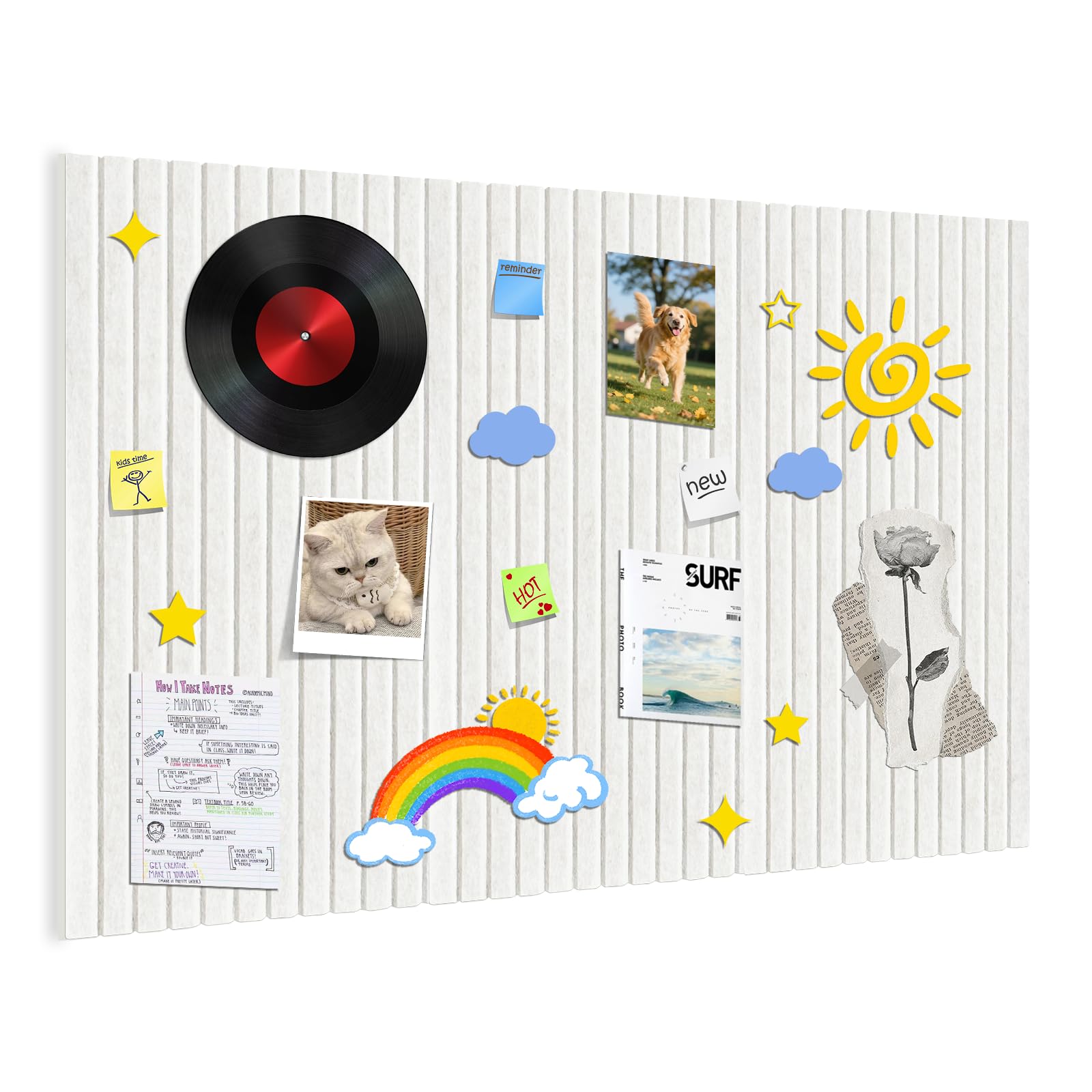 Felt Bulletin Board 80x50 cm, 0.9cm Thick Bulletin Board with Safe Removable Adhesive Tabs, Large Cork Display Board Alternative, Decorative Felt Pin Board for Home Office Living Room Store (Beige)