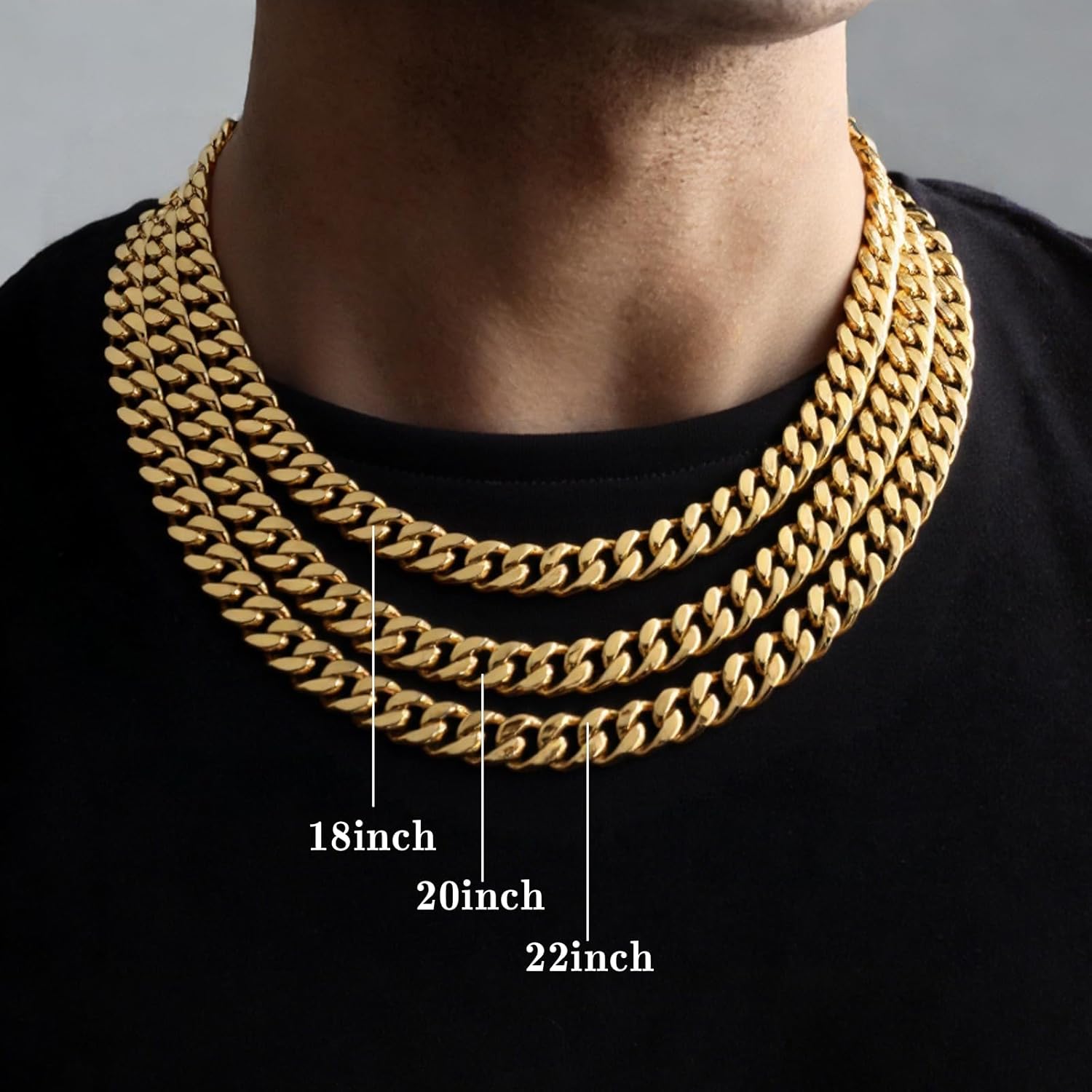 Cuban Link Chain for Men - Stainless Steel Miami Curb Chains Necklace - Gold/Silver Plated Chunky Chain Non-Tarnish Hip Hop Jewelry for Men Women, 9mm/11mm Width, 18"/20"/22"