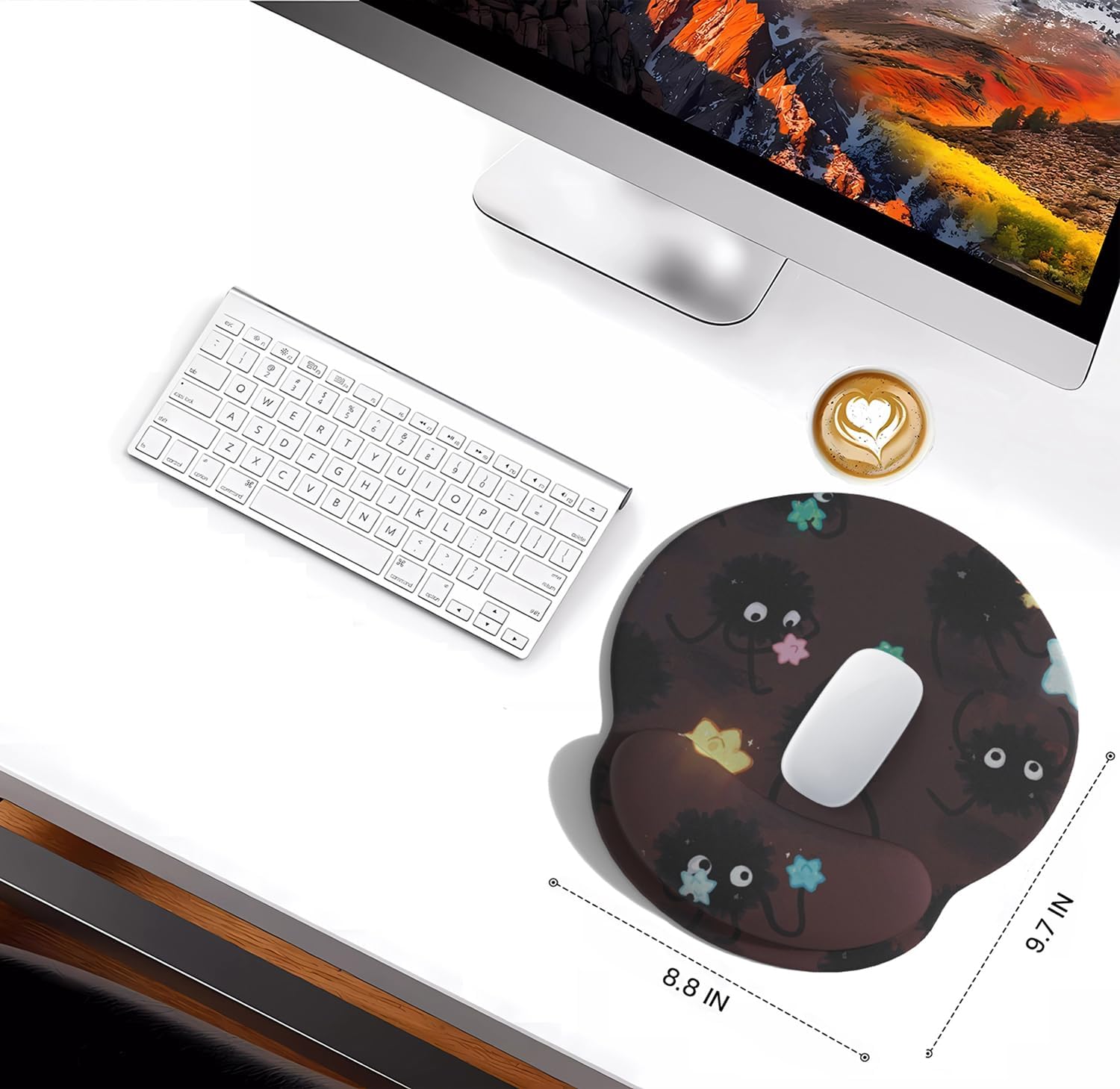 Cute Cartoon Small Black Coal Ball Mouse Pad with Wrist Support, Ergonomic Wrist Rest Table Decoration Simple Typing Pain Relief - Image 3