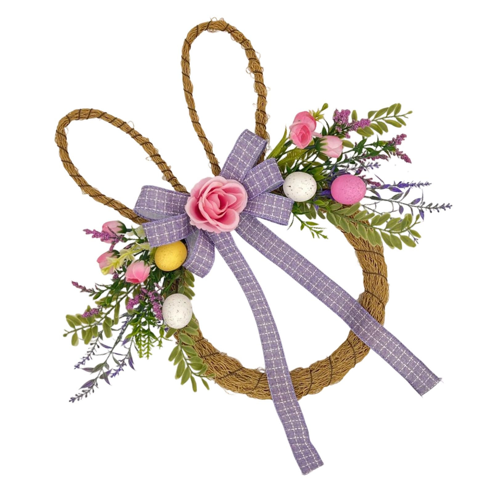 Wreath Artificial Flower Wreath with Easter Eggs Holiday Decoration for Front Door Window Festival Celebration Holiday Decoration