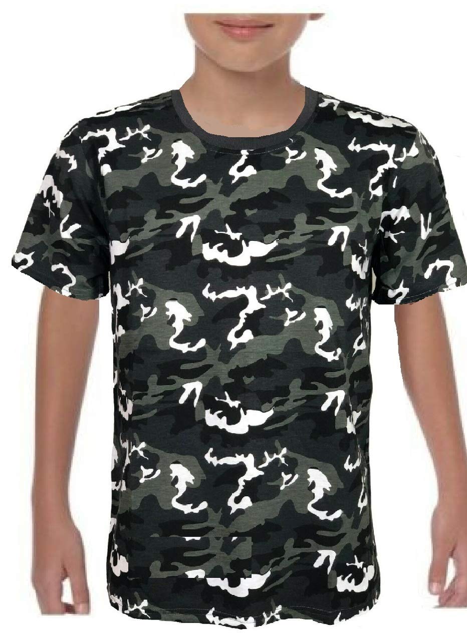 Rfx Boys Military Tee - Black Camo Girls Military Children Camouflage T-Shirts Army Kids Combat Tee Summer Jungle 7-13 Years (, 7-8 Years)