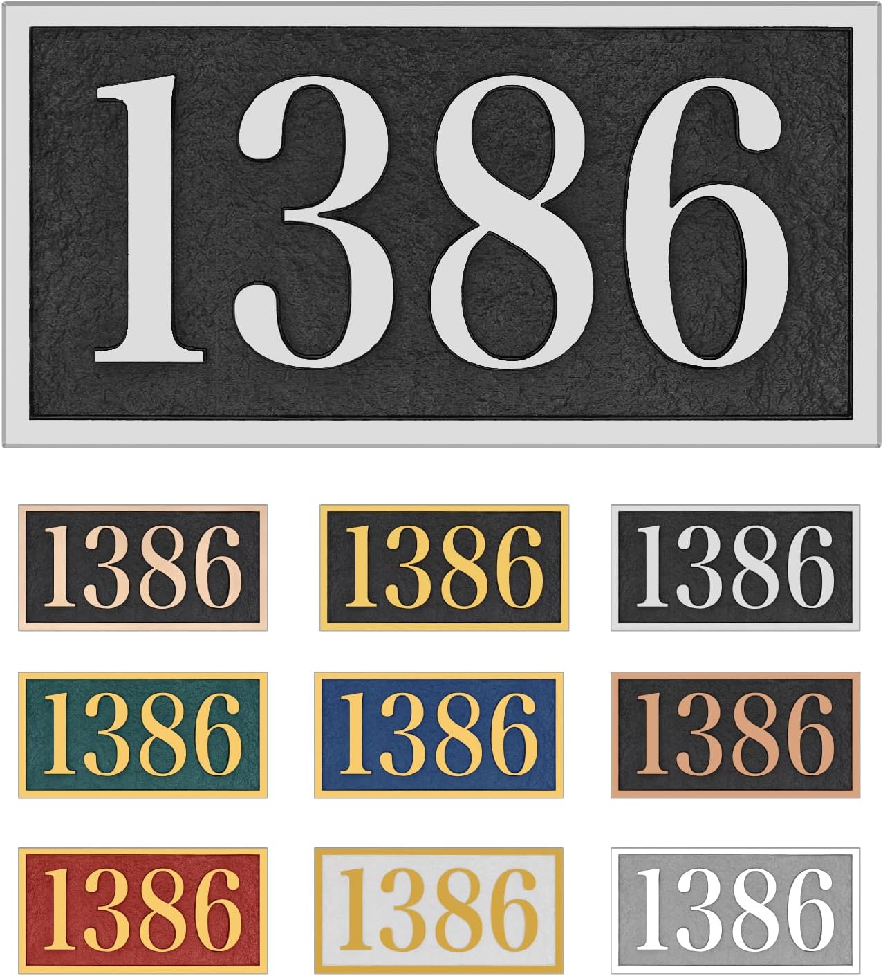 Large Address Plaque Handcrafted, Custom House Number Sign,Address Sign,House Numbers for Outside House,Brick Mailbox,Driveway - Metal & Weather Resistant 911 Signage 12'' x 6''