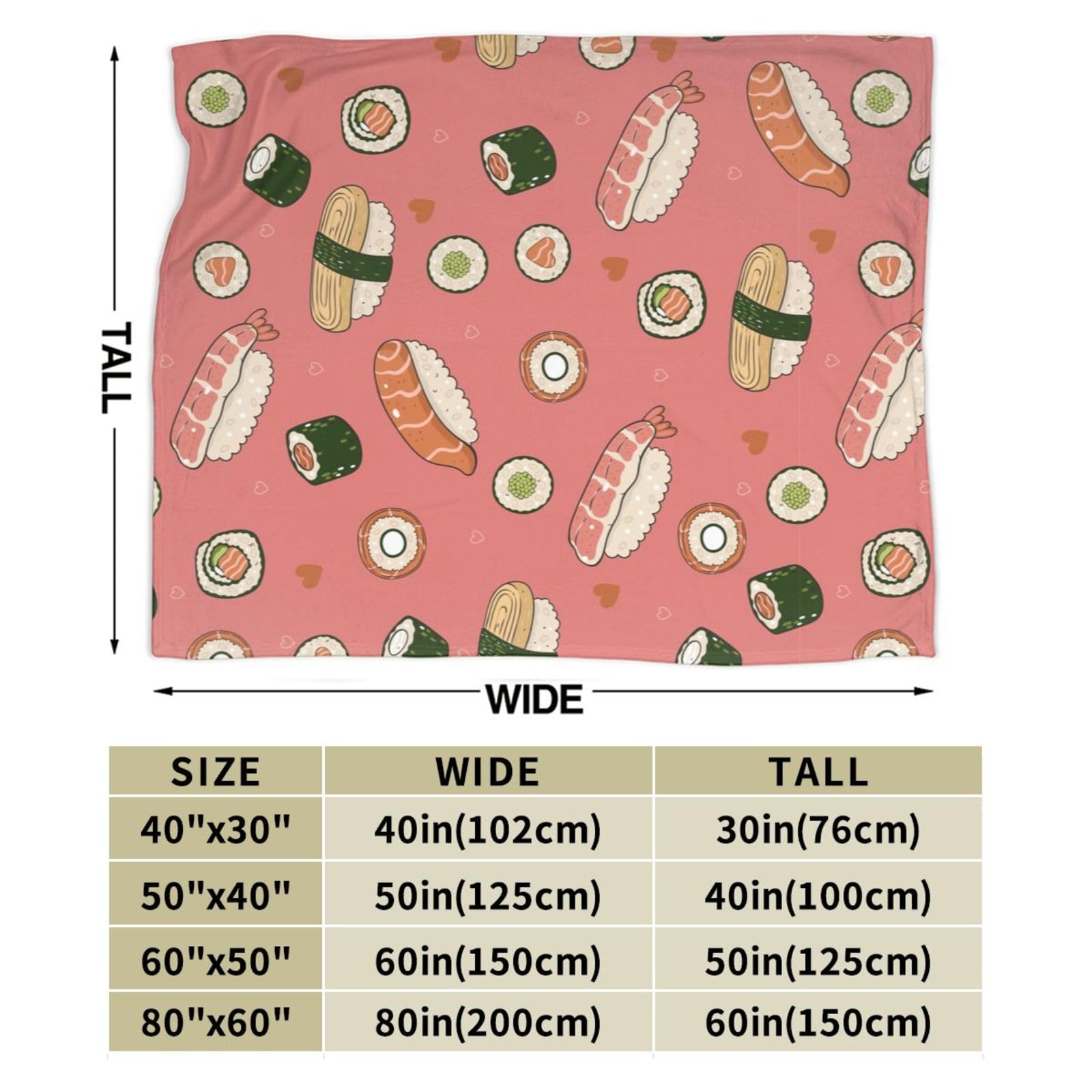 Sushi-Rolldecke Aus Weichem Fleece, Buntes Kawaii-Motiv, Für Kinder & Erwachsene, Mehreren Größen