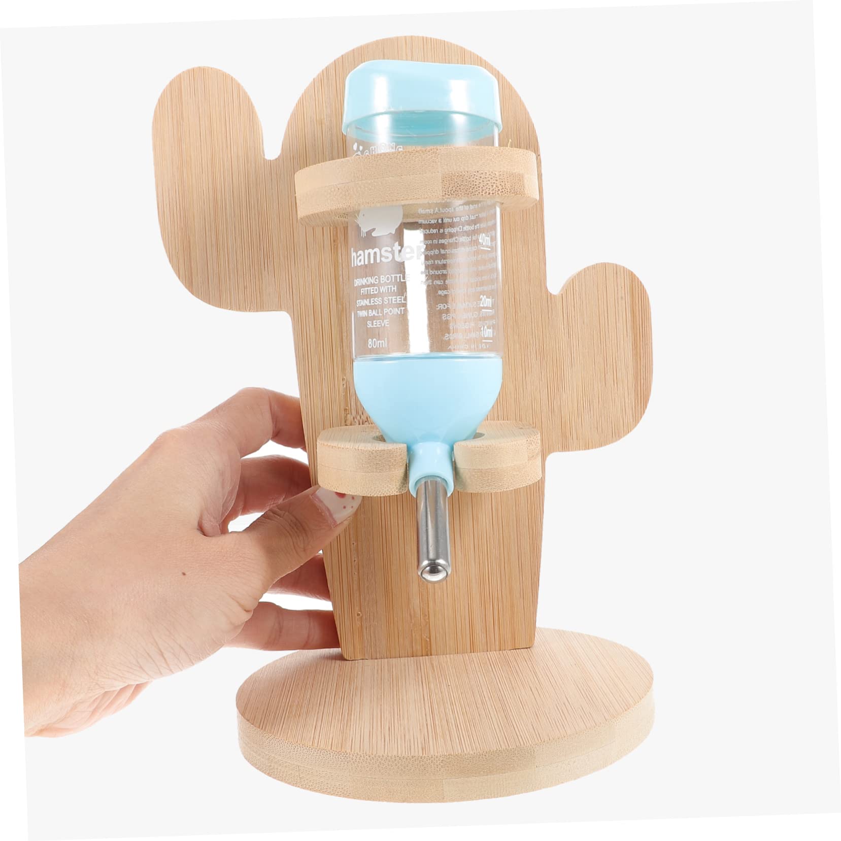 Toddmomy Distributeur d'eau Vertical Couleur Aléatoire Design Pratique et Facile à Utiliser en Bois et Plastique Bouteille Transparente pour Petits Animaux pour Cages d'animaux