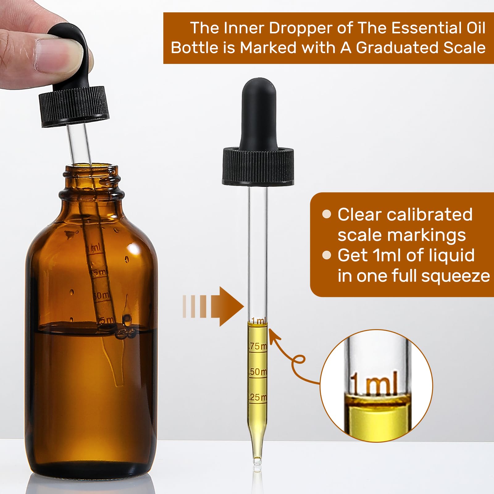 4 Pack, 100ml Dropper Bottles with 2pcs Glass Pipettes(1ml) - Essential Oils Bottles for Health, Personal Care & Beauty - 3.4oz Thick Dark Amber Glass Tincture Bottle with Eye Droppers, Leakproof 4