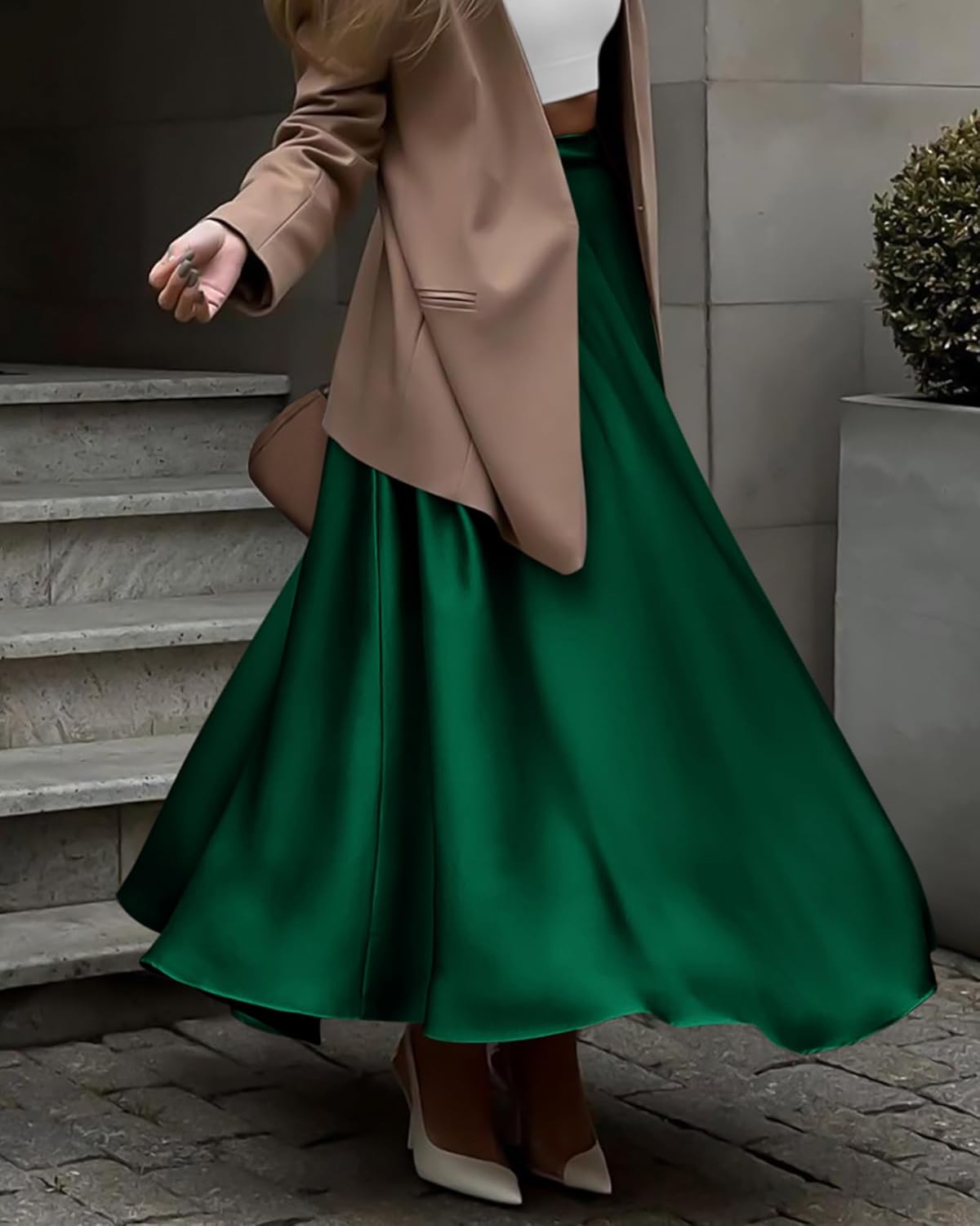 BTFBM Satin Skirts for Women Spring Fashion 2026 Elegant Flowy A-Line Cocktail Formal Silk Maxi Skirt Night Out Outfits - Image 5