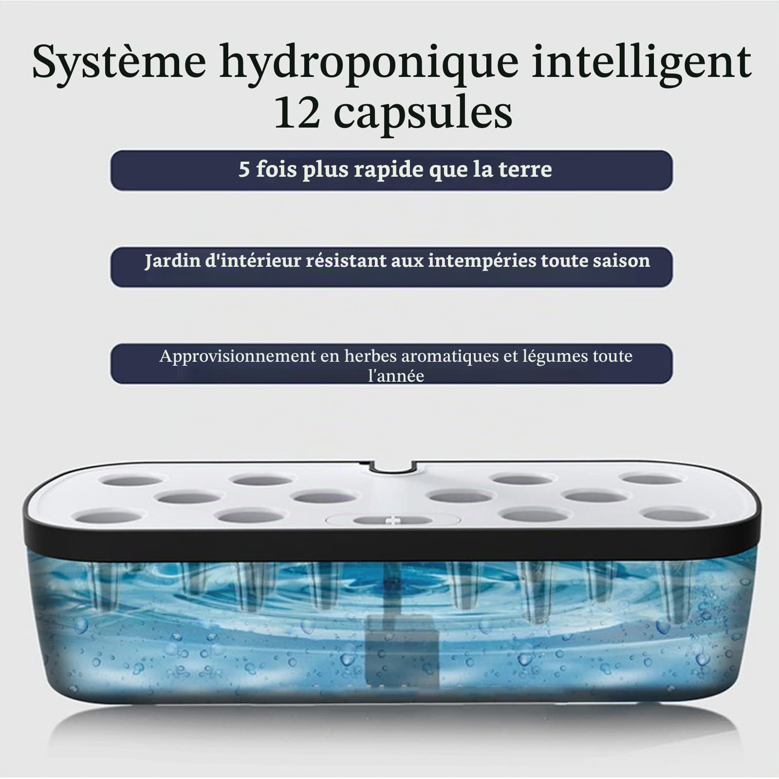RoseFlower Système De Culture Hydroponique d'intérieur à 12 dosettes, Mini Serre Interieur avec Hauteur Réglable LED Grow Light, Potager Interieur, Station de Culture de Plantes - Noir
