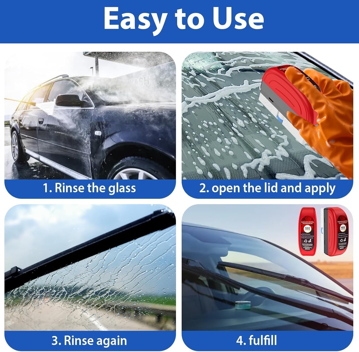 AARUX Oil Film Cleaning Brush & Car Glass Cleaner Anti-Fog Spray | Windshield Defogger & Stain Remover for Interior & Exterior | Anti-Mist, Oil Stain Remover for Car Windows, Mirrors & Glass - Image 5 thumbnail