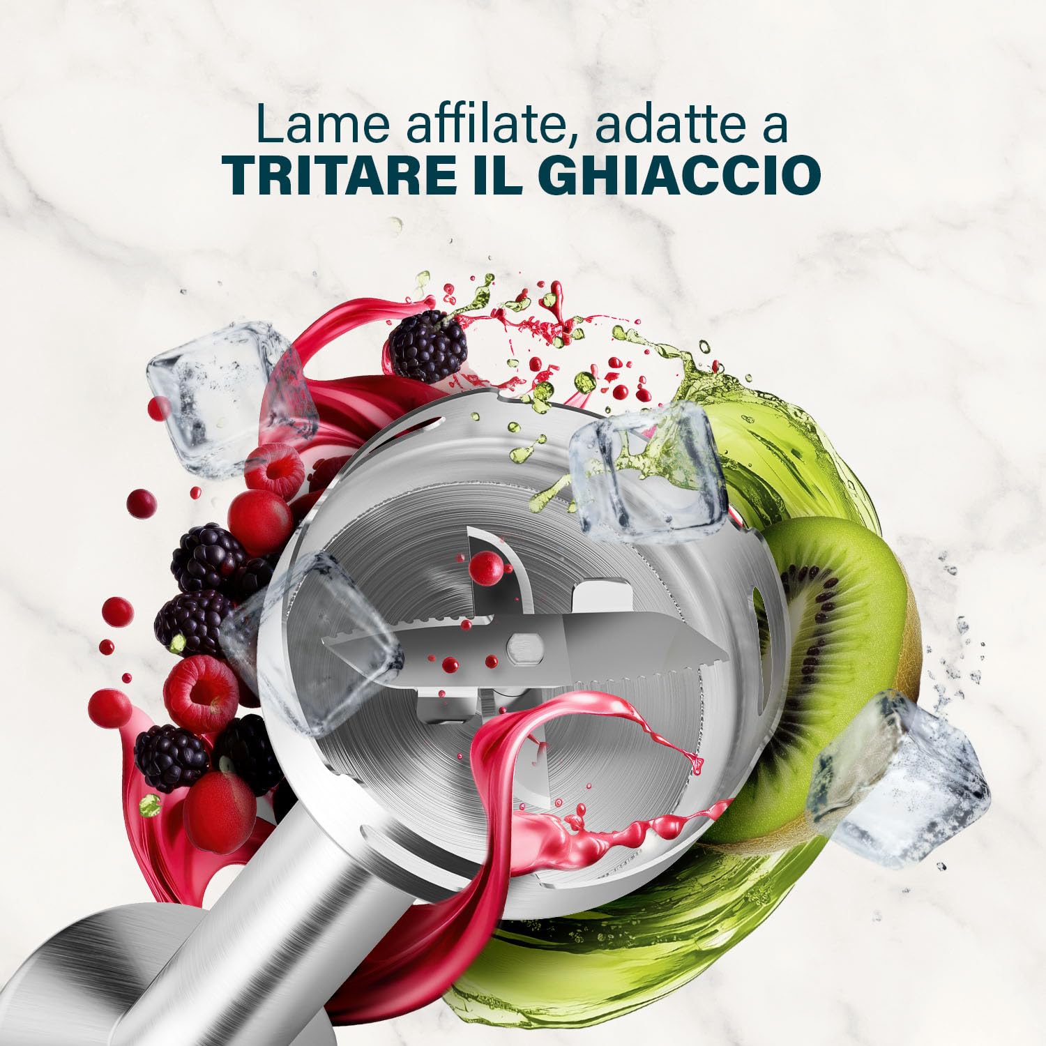 Princess Frullatore a Immersione in Acciaio Inox Prof XXL, 1500W, Asta Extra Lunga 50 cm, 5 Velocità + Turbo, 4 Lame, Bicchiere con Coperchio, Parti Lavabili, 221233