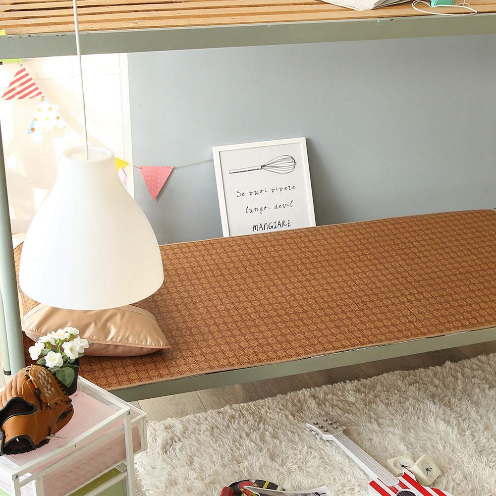 Tefola Tapis de couchage d'été, pliable en rotin doux, tapis de couchage, tapis de couchage en rotin d'été, lit en rotin, literie d'été respirante pour dortoir d'école à la maison