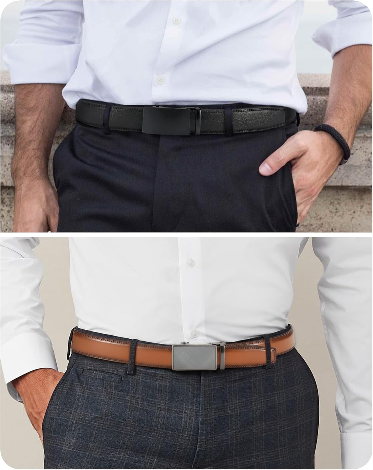 CHAOREN Leather Ratchet Belt Men 2 Pack - Customizable Fit, Effortless Style (35mm)