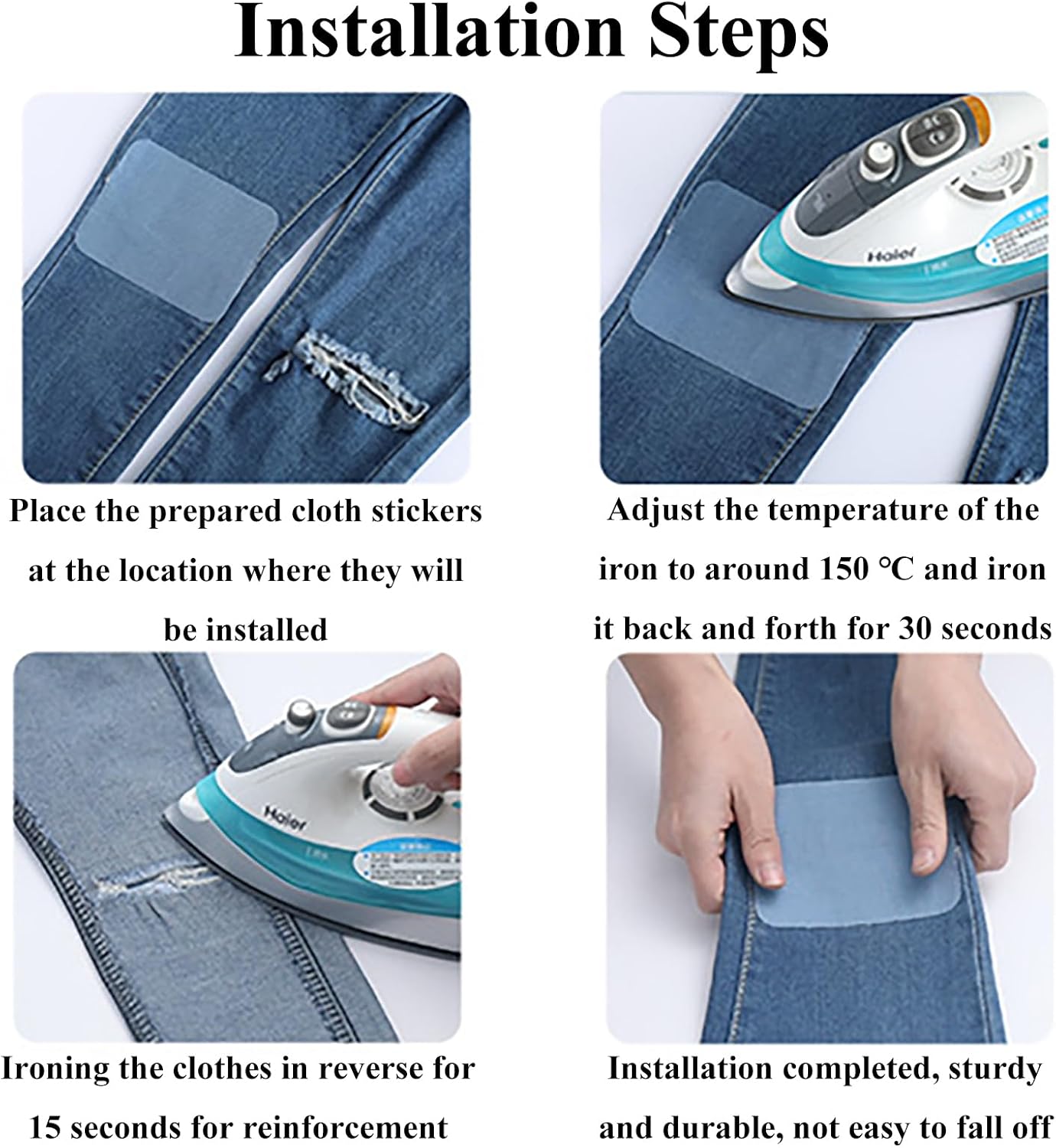 Iron on Patches for Clothes, 20 Pieces 3×4.3inch Denim Patches for Inside Jeans 100% Cotton Fabric for Clothes Pants Jeans and Clothing Repair and Decoration Kit