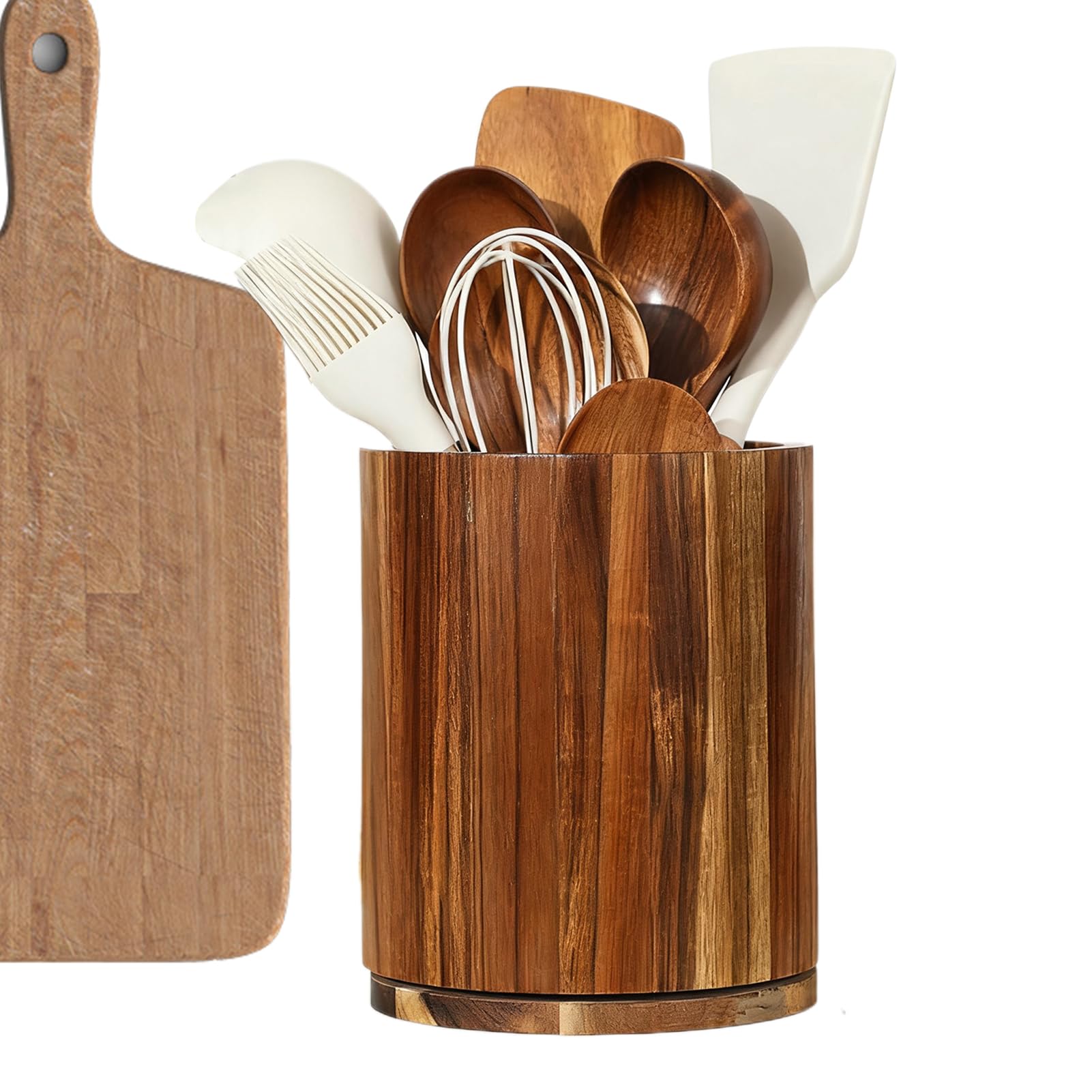 Organisateur rotatif 360° pour couverts en bois style naturel cuisine chic