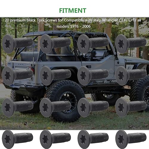 Miniatura 4 de Tornillos Torx para bisagra de puerta trasera para Jeep Wrangler CJ YJ LJ TJ 1976-2006, repuesto para puertas, parabrisas, barra antivuelco, portón