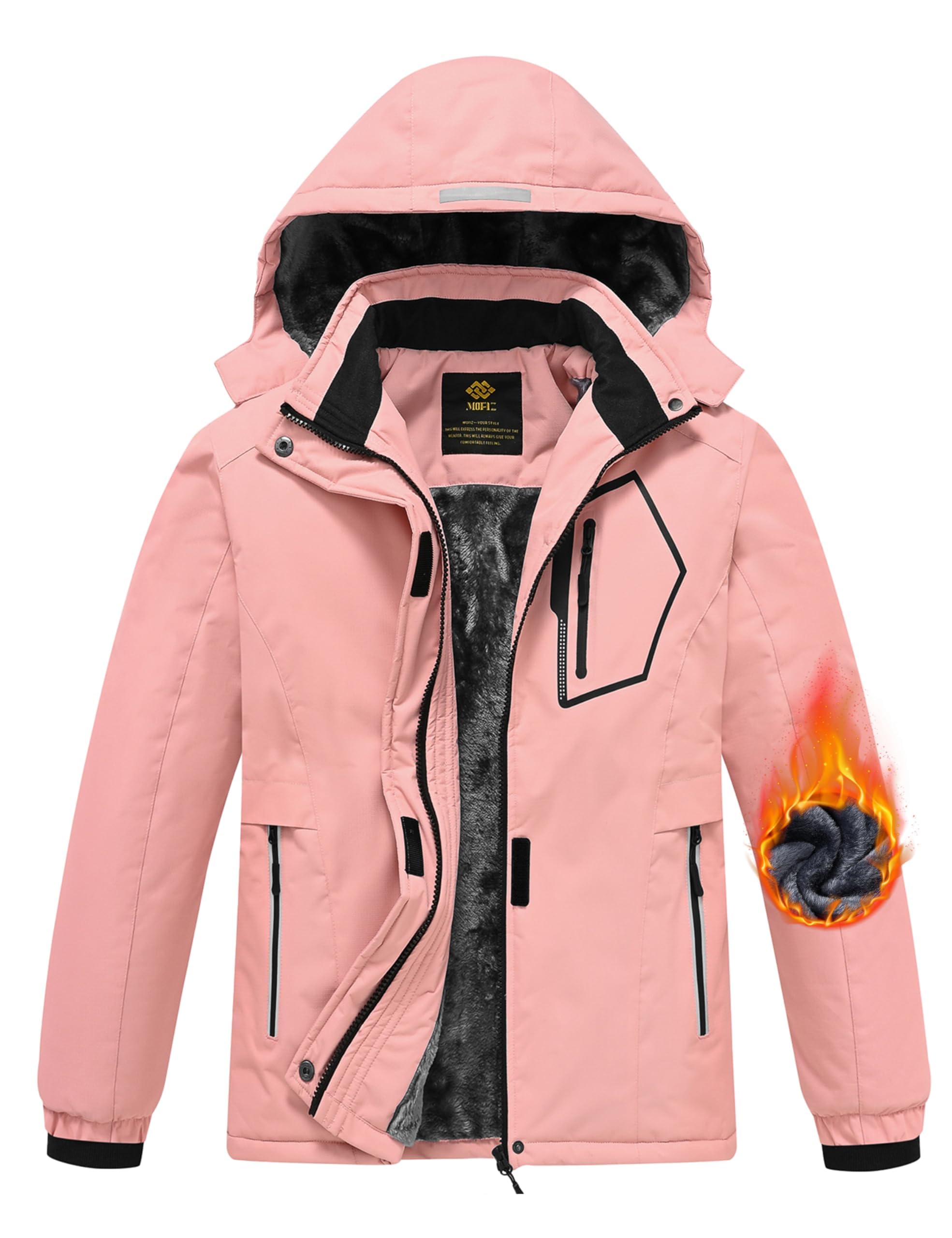 MoFiz Winterjacke Mädchen Skijacke Kinder Softshelljacke Fleecefütterung Winddicht Outdoor Jacke mit Kapuze