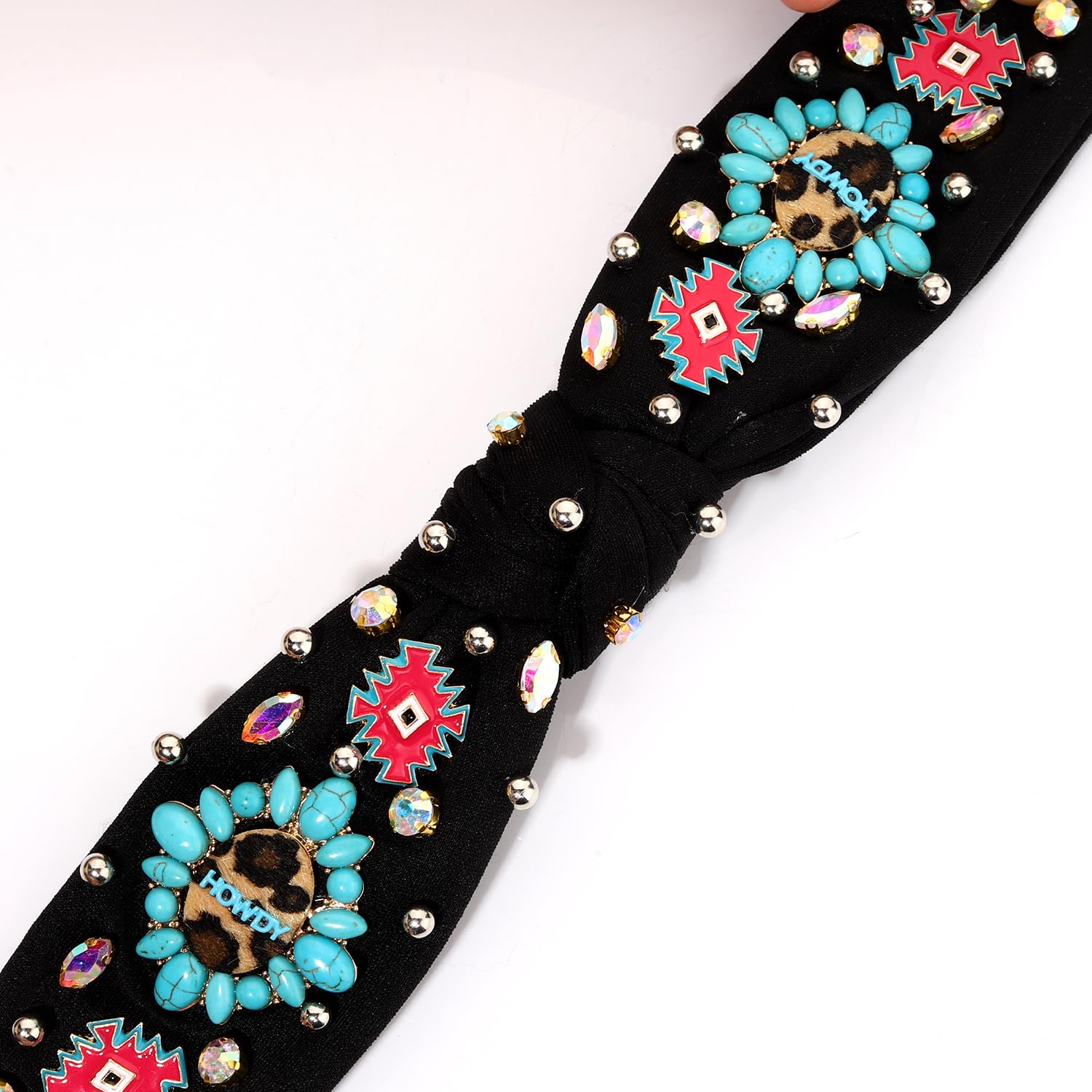 Western Cowgirl Knot Headband Crystal Boot Hat Stars Charms Knotted Hairband Amazon.com : MOLOCH Western Cowgirl Headband for Women  main image 3