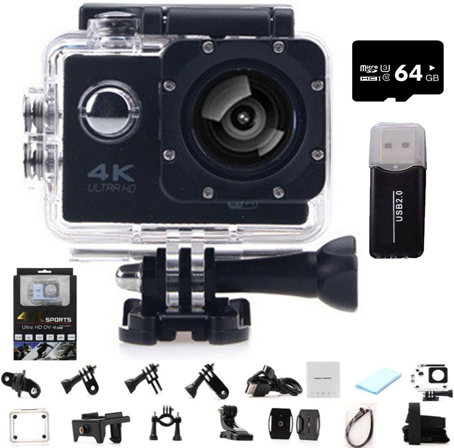 Roamix Vision 4k Action Camera, 2026 Upgraded 170° Ultra Wide Angle WiFi Camcorder, Outdoor Waterproof Sports Video Cameras for Photography and Diving Enthusiasts (Black,64G)