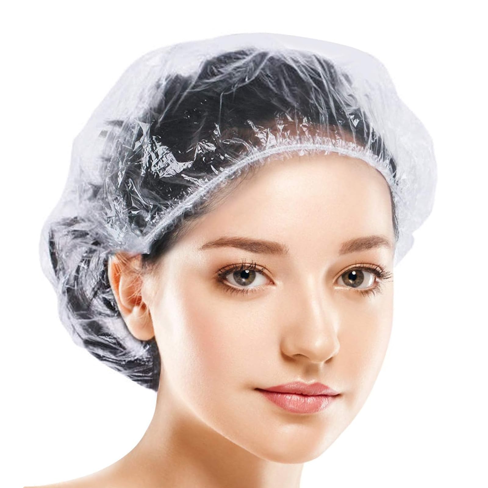 50 Pièces Bonnet Douche Jetable,Bonnet de Douche à Usage Unique,Bonnet de Douche en Plastique,Douche Large Élastique Épais en Plastique Transparent,pour Hôtel,Shower,Spa(42cm)