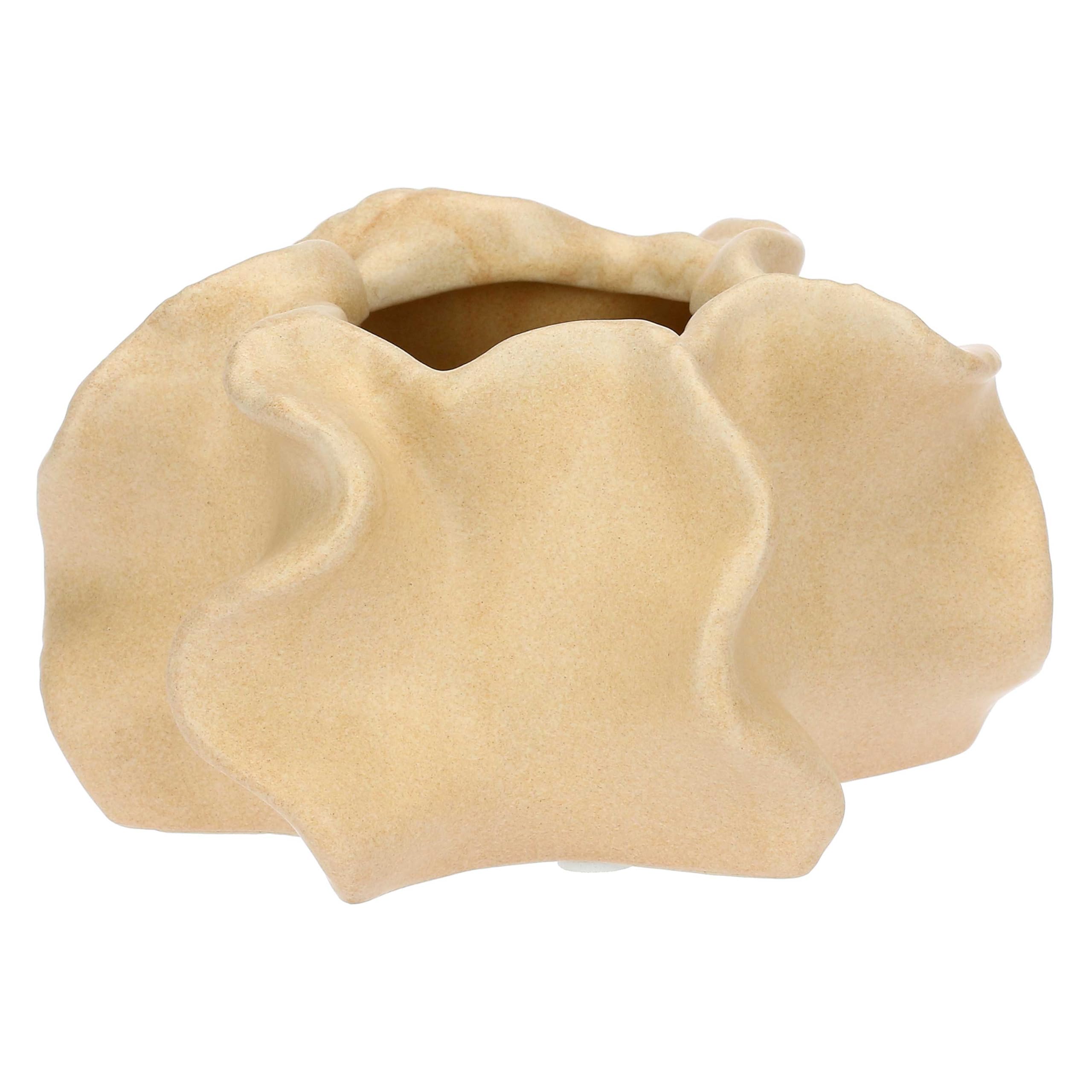 THUN Beige Small Stoneware Mare da Amare Collection Pot Cover, 13 x 13 x 7 cm