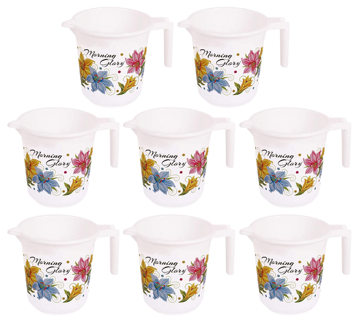 Kuber Industries Floral Print 8 Pieces Unbreakable Strong Plastic Bathroom Mug, 500 ML (White)-KUBMART10280 (B08KMMX6MT) Amazon Price History, Amazon Price Tracker