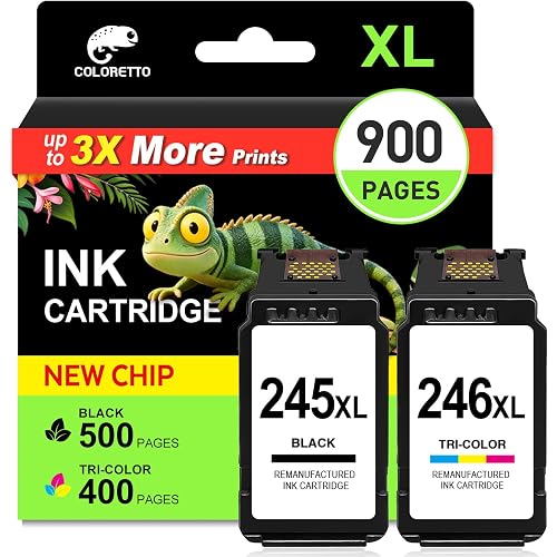 COLORETTO 245xl Ink Cartridge for Canon 245xl 246xl Combo Pack TS202 MX490