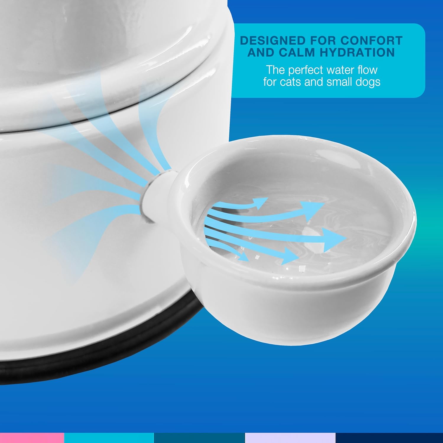 Pet Water Dispenser for Dogs and Cats, 23.7 oz – Gravity-Fed Aluminum Water Bowl, Prevents Wet Fur, Provides Continuous Fresh Water, Electrostatic Coated Finish, Vida Mansa (White)