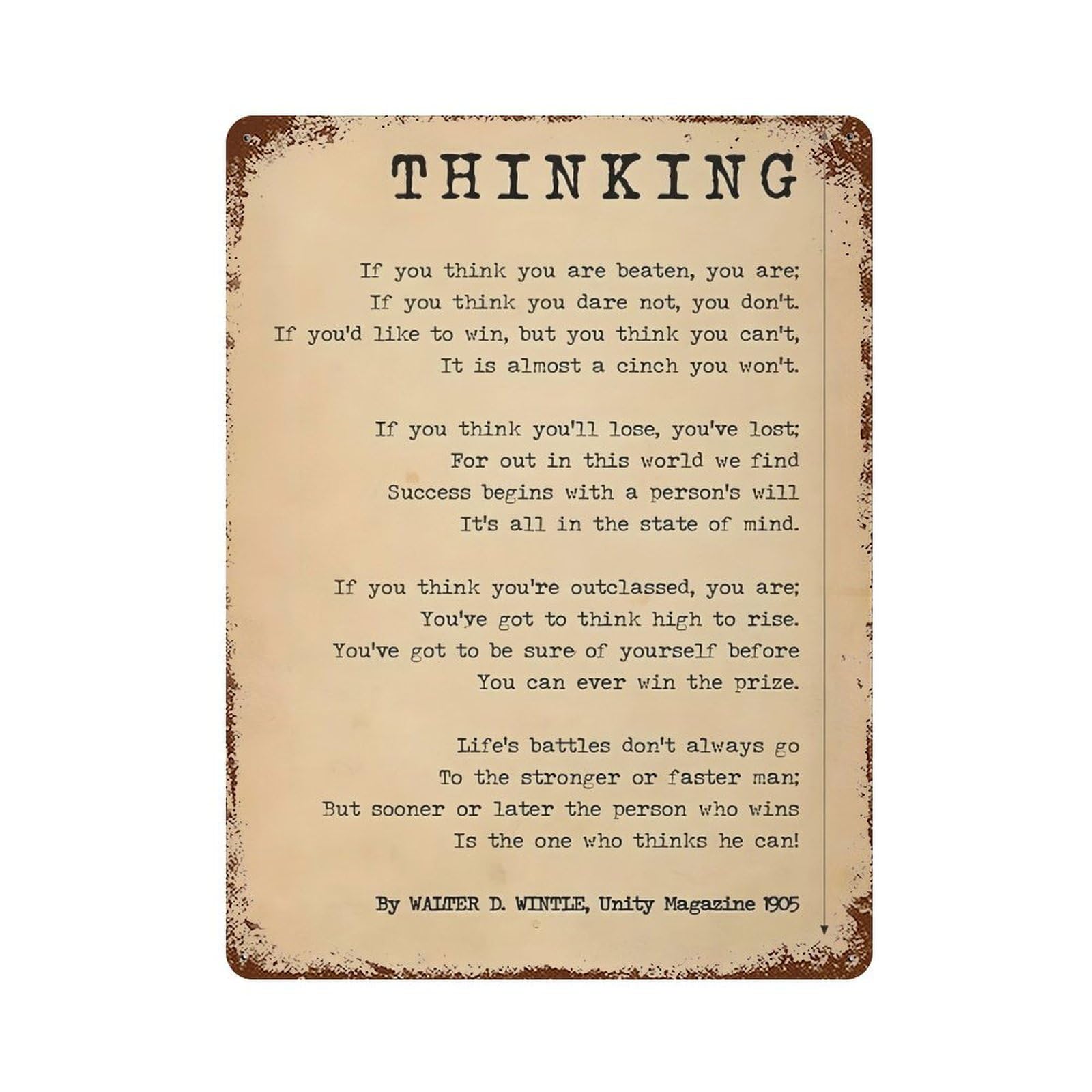 xiaoxiaoshen Thinking Poem If You Think You Are Beaten Wall Decor Art Metal Tin Poster Modern Home Decor Art Home Bar Shop Decorations Vintage Sign 40x30cm