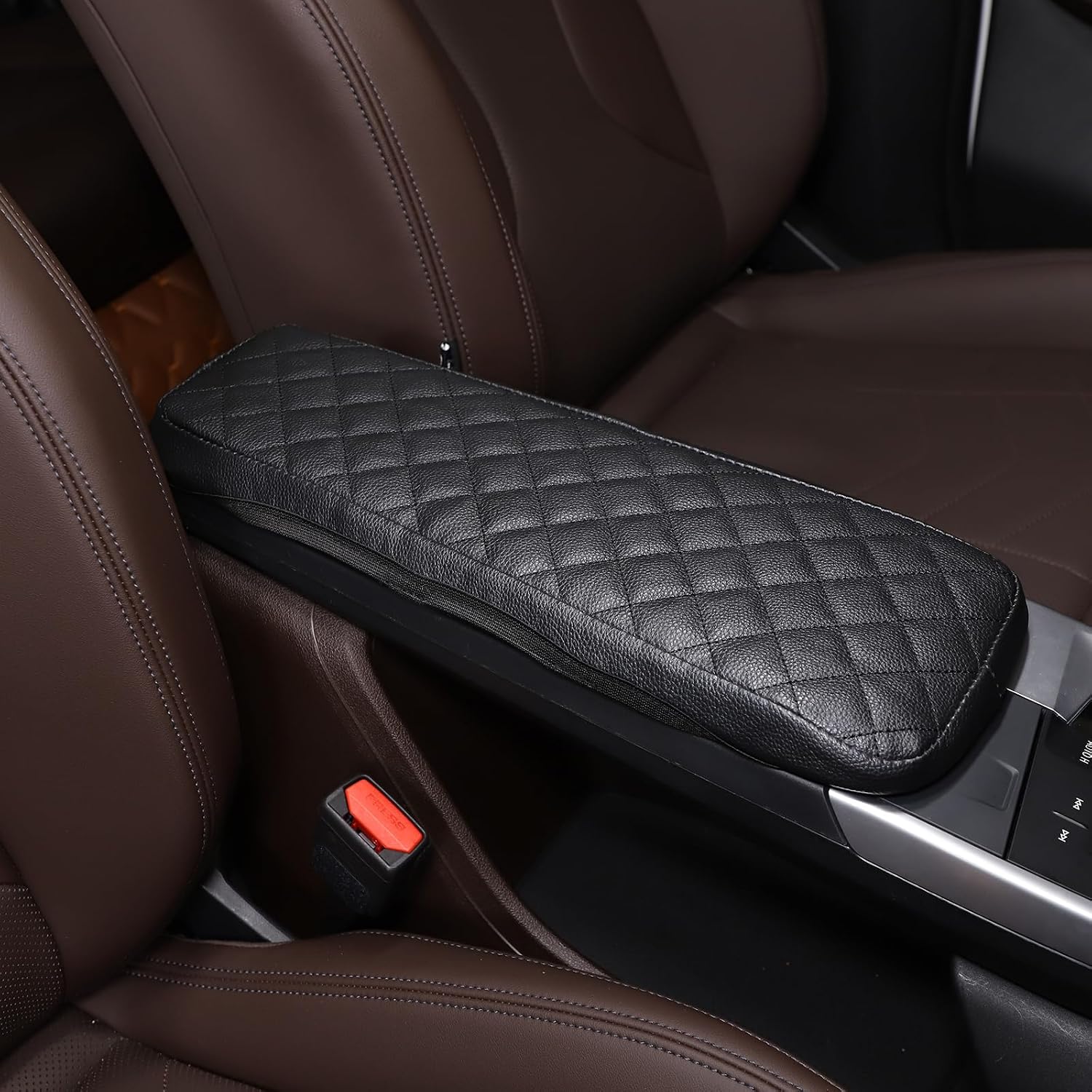 Sekhyna Car Center Armrest Box Cover Compatible with BMW X1 U11 2023 2024,Interior Armrest Box Anti-Scratch Protector Pad, Auto Center Console Armrest Box Cover Leather 1PCS (Black)