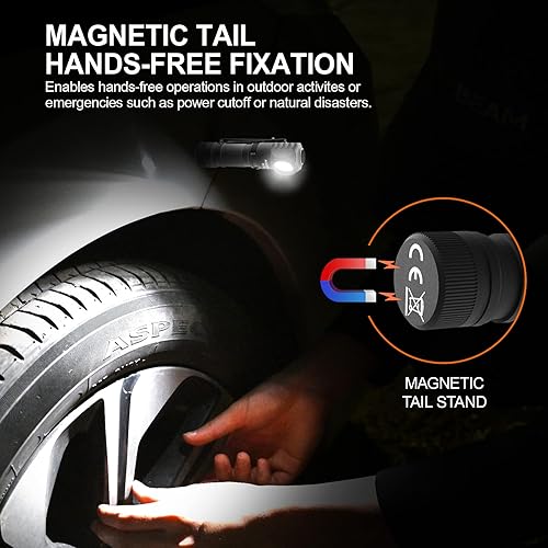 Miniatura 5 de ACEBEAM Linterna frontal LED recargable H16 de 650 lúmenes altos, linterna EDC AA en ángulo recto, mini luz de flash pequeña de bolsillo con clip,