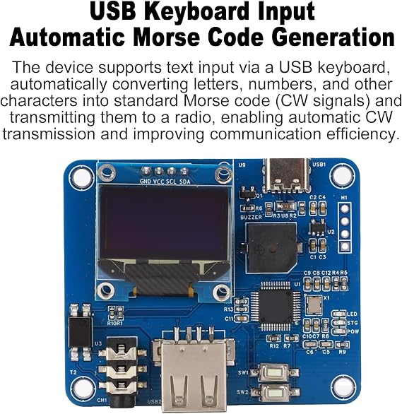 CW Keyer Practice Keyboard OLED Display USB Interface Morse Trainer