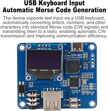 CW Keyer Practice Keyboard OLED Display USB Interface Morse Trainer