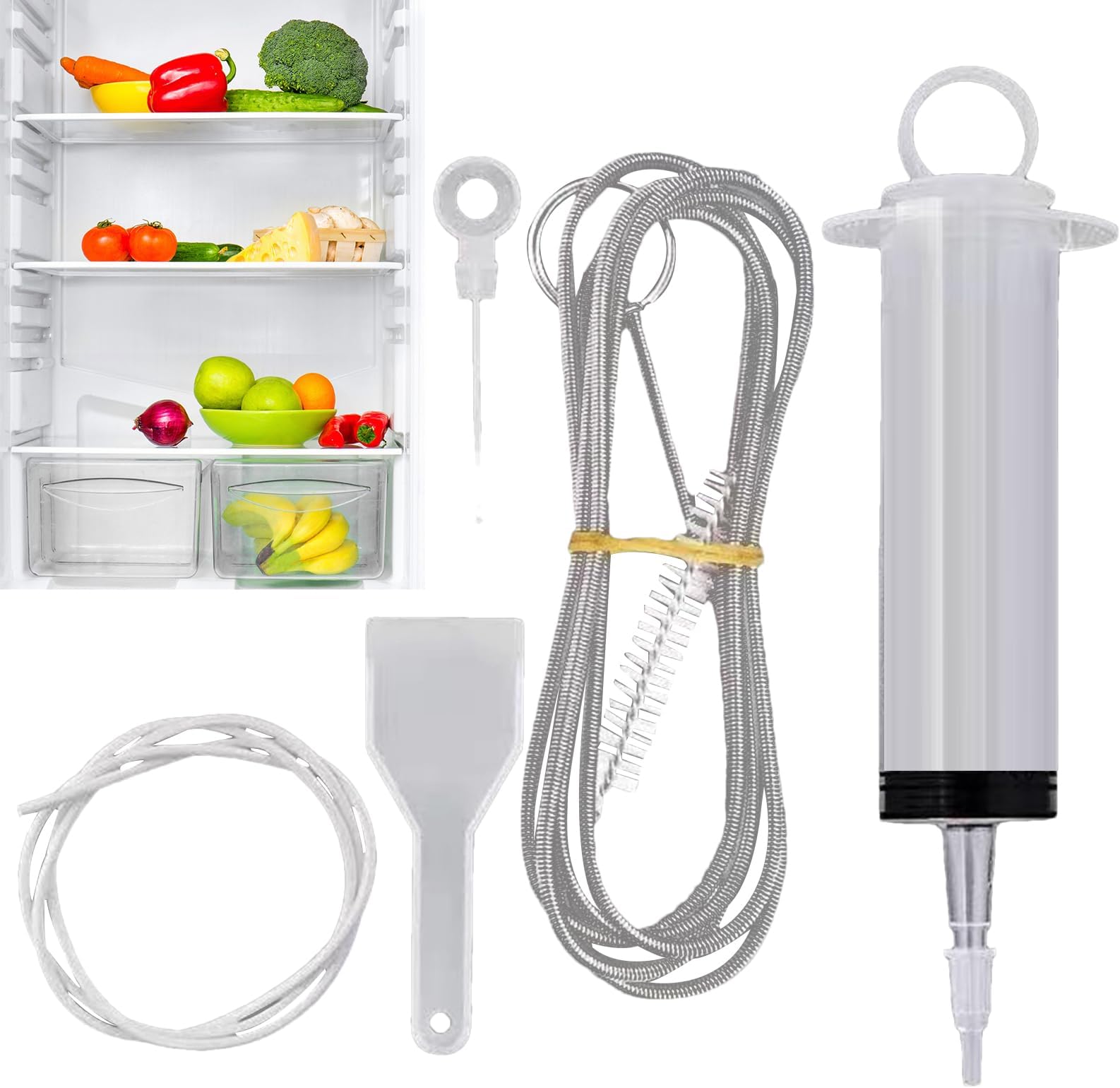 Fridge Drain Hole Cleaner, Refrigerator Defrost Drain Unclogging Tool Kit - Reusable Pipe Cleaner for Freezer, Prevents Water Leakage & Odour, Easy to Use