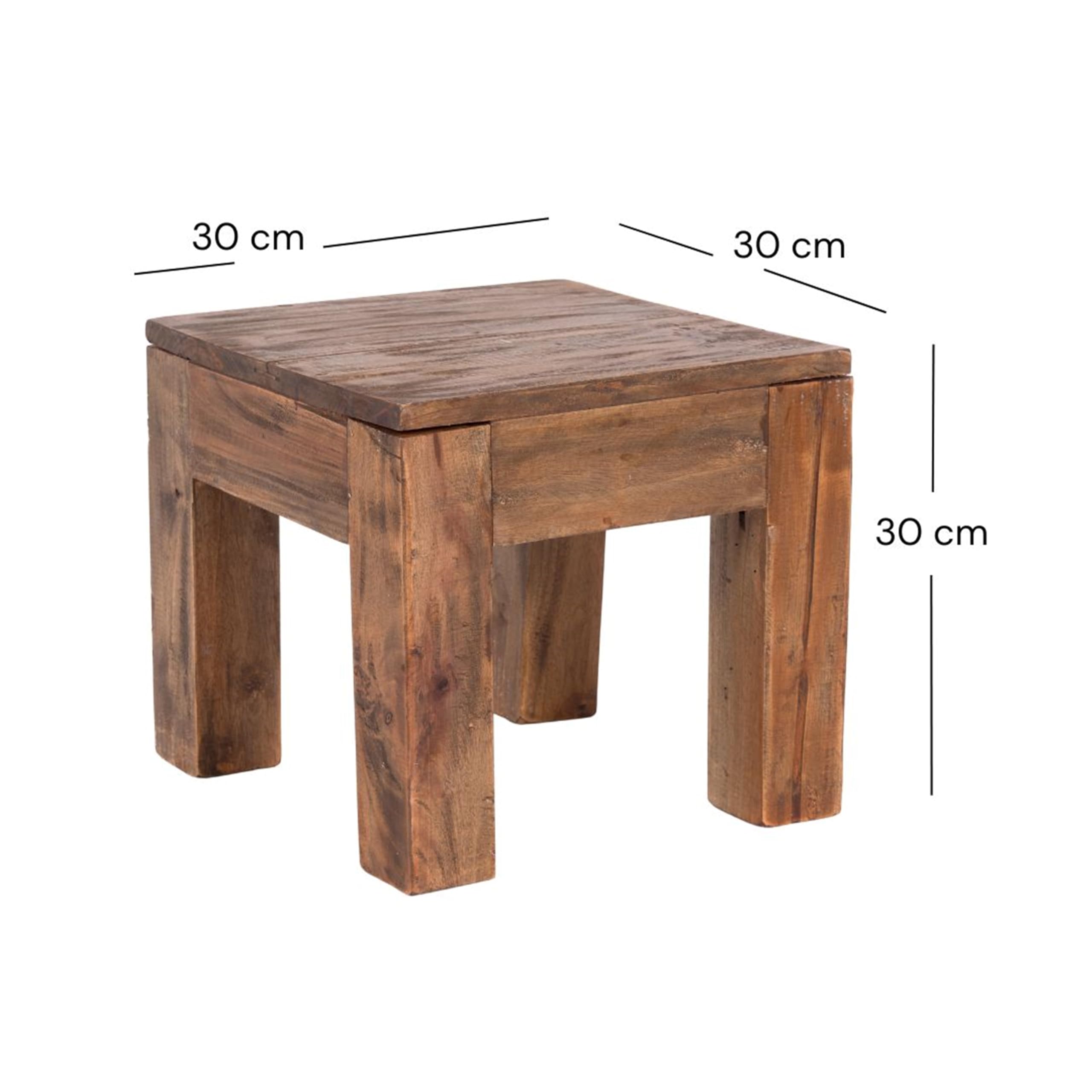 DESIGN DELIGHTS Rustykalny stolik kawowy Square 30 | drewno z recyklingu, lite, 30 x 30 x 30 cm (wys. x szer. x gł.) | stolik pomocniczy