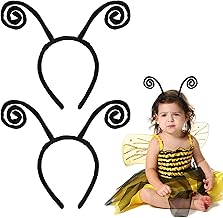 2 Pieces Headband with Butterfly Antennas, Adjustable Bee Headband, Beetle, Ant Headband for Adults and Children, Black, One Size, Unisex, Theme Party